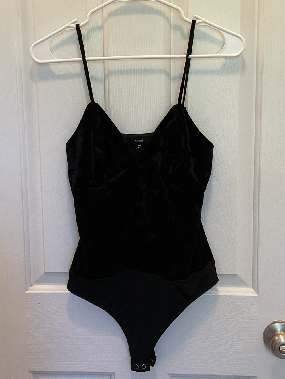 Express Black Velvet V-Neck Bodysuit